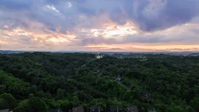 Beautiful drone shot over the top of the house