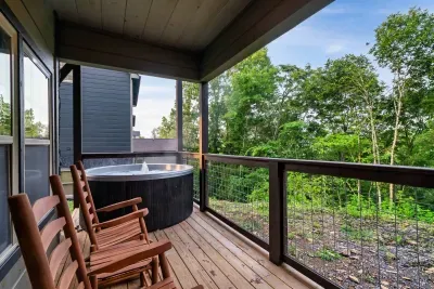 6 person hot tub with outdoor TV