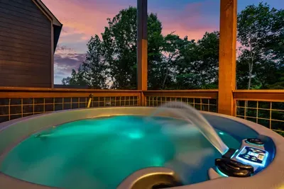 Outdoor hot tub with TV!