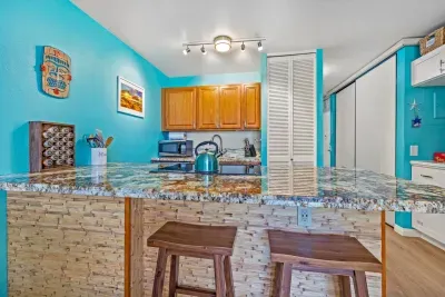 Fully stocked kitchen, including a spice rack