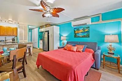 Queen size sofa sleeper with an 8.5" pillowtop mattress.