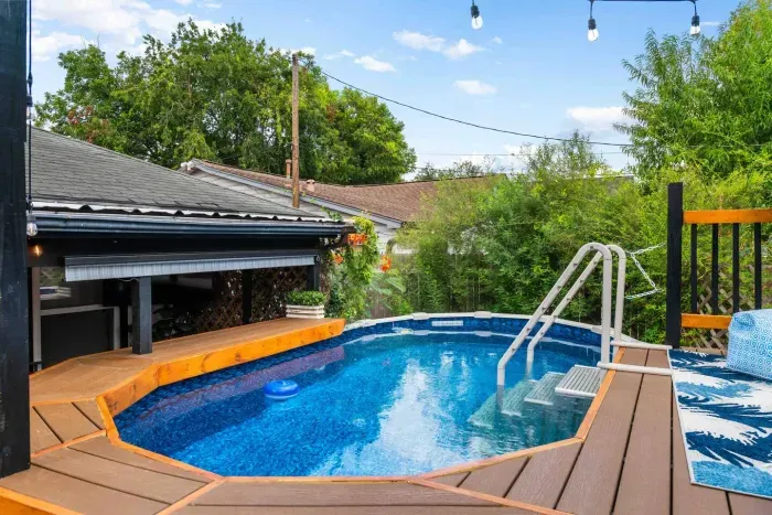 Pool with String Lights