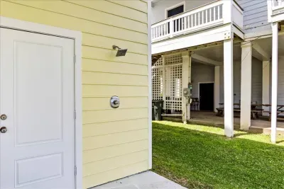 Rinse the sand off your toes after a day at the beach with this hot / cold outdoor shower. 