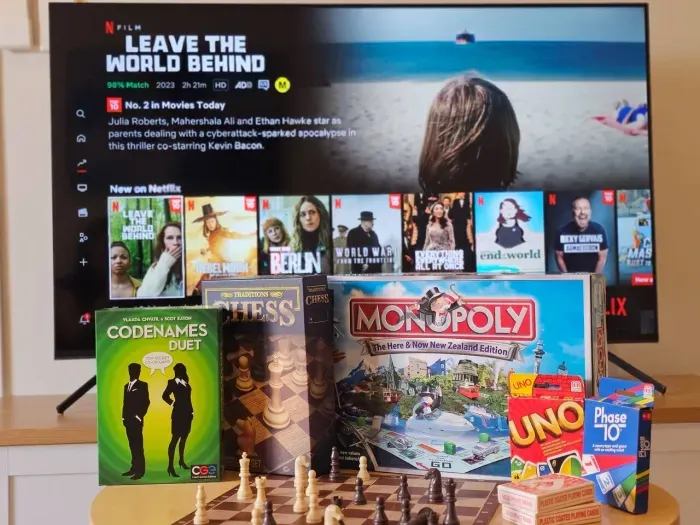 Binge-watch your favorite shows on the 50" Smart TV, challenge your friends and family to board game battles (chess, Monopoly, Uno, and more!), or snuggle up with a good book.