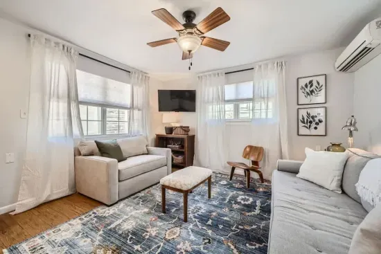 Enjoy a stylishly decorated living room with all the comforts of home.