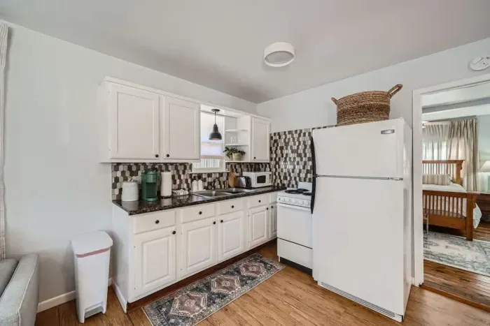 Whip up a delicious meal or enjoy a quick snack in this stylish, functional space.