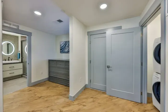 A beautifully styled laundry nook featuring premium finishes and thoughtful functionality.