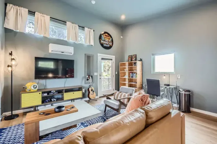 Enjoy a stylishly decorated living room with all the comforts of home.