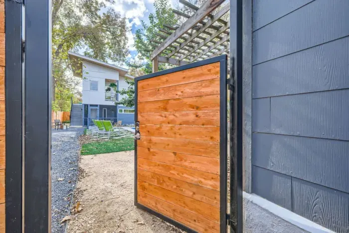 After parking on 2nd St, enter through the modern gate to get to your retreat!