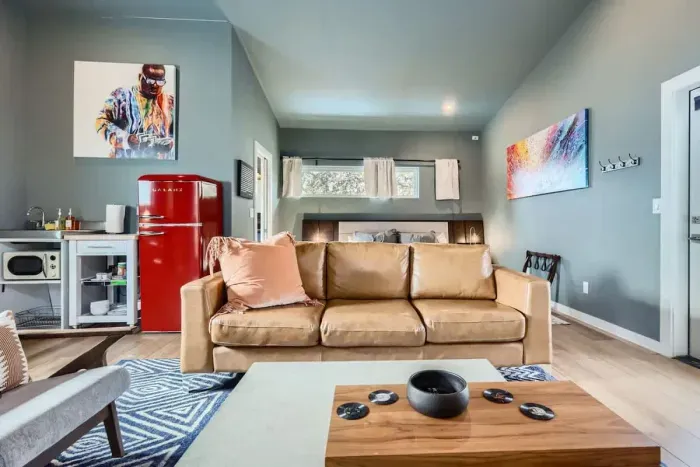 A comfortable spot to relax, watch TV, or read a book after a day of exploring.