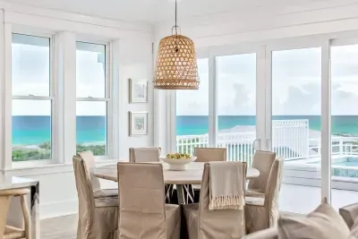 A cozy dining area to enjoy meals, games, or a glass of wine together.