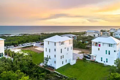 Private coastal escape with lush greenery and stunning views.