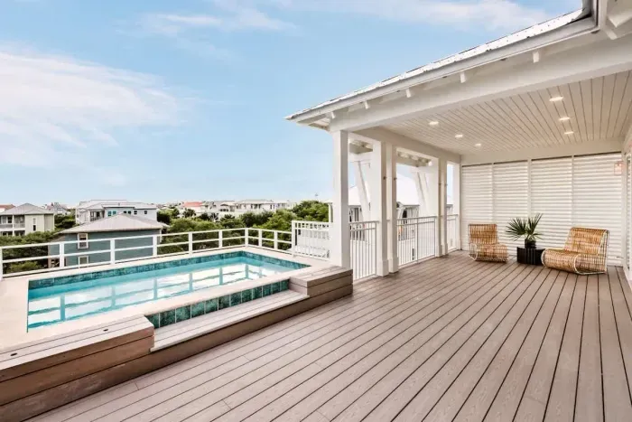 Escape the hustle and bustle in our backyard paradise, where the pool beckons you to relax.