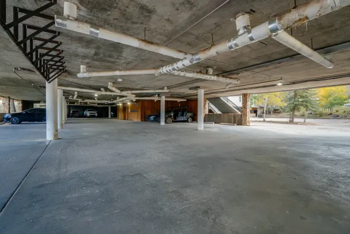 Secure heated parking offering easy access during winter or summer stays.