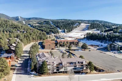 Beautiful vantage point overlooking Angel Fire’s slopes and nearby resort village.