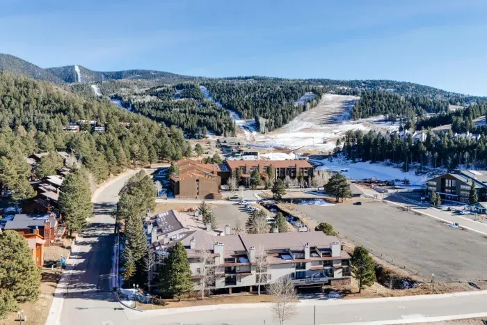 Beautiful vantage point overlooking Angel Fire’s slopes and nearby resort village.