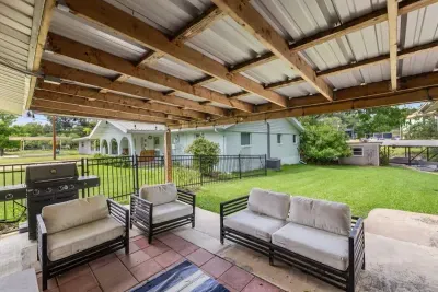 Cozy patio with comfortable seating and a peaceful atmosphere, perfect for morning coffee or evening relaxation.