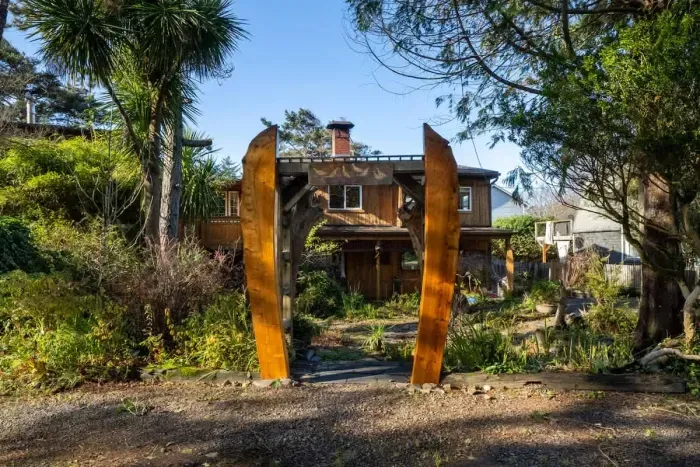 Bright and airy exterior with a mix of modern materials and natural finishes.