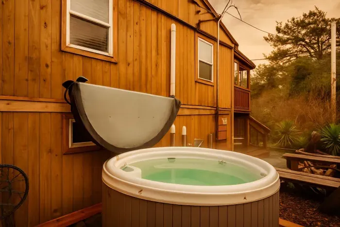Escape to a backyard paradise where the hot tub set the tone for unforgettable moments