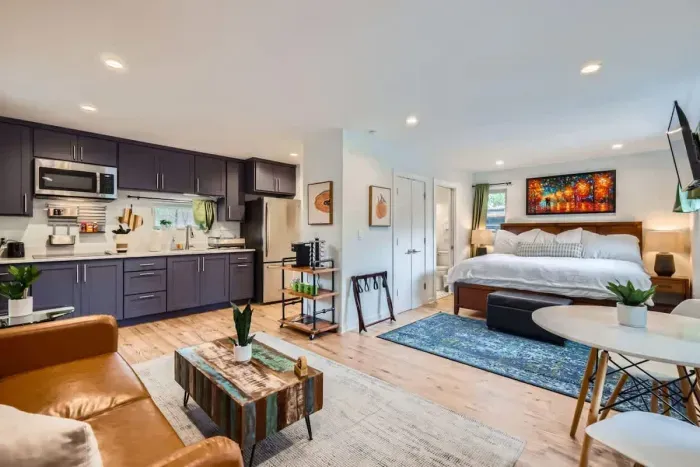 A comfortable spot to relax, watch TV, or read a book after a day of exploring.