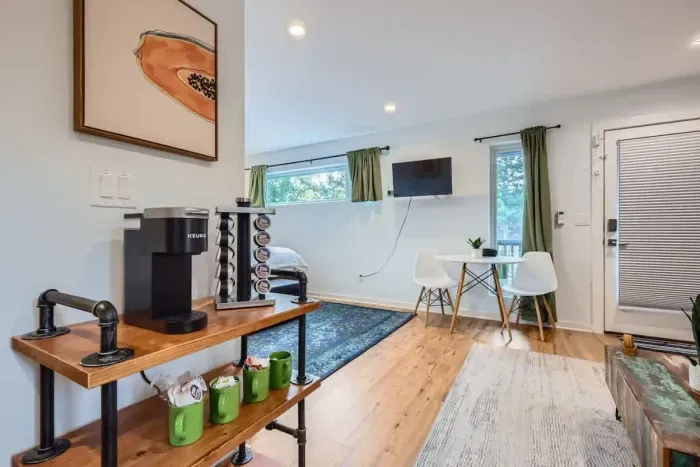 Start your day right with a fully stocked coffee station; fresh brew awaits!