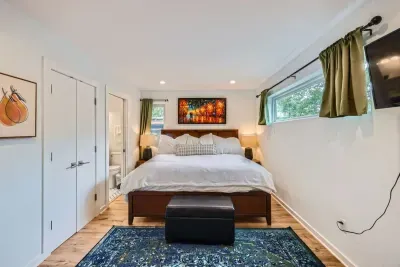 Comfy bed to get some rest after a night out on the town.