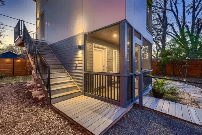 Secure private stairway leading to your home away from home.