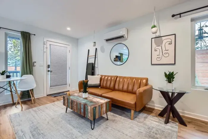 A beautifully lit space, perfect for relaxing or gathering with friends and family.