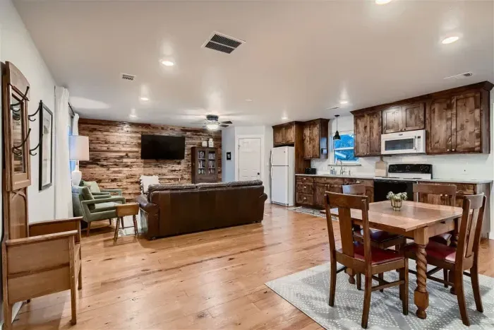 Enjoy an open-concept layout where the kitchen, dining, and living spaces flow seamlessly. Perfect for families and groups.