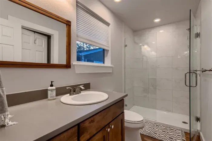 Enjoy a refreshing morning routine in a bright, beautifully designed space.