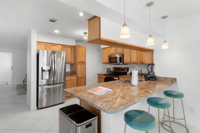 Whether you're cooking or bringing back local treats, this kitchen has you covered.