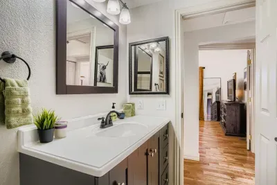 Clean and stylish bathroom with a fresh mountain feel!