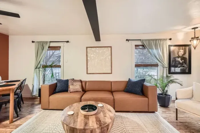 Sink into plush seating and enjoy the bright, open vibe.