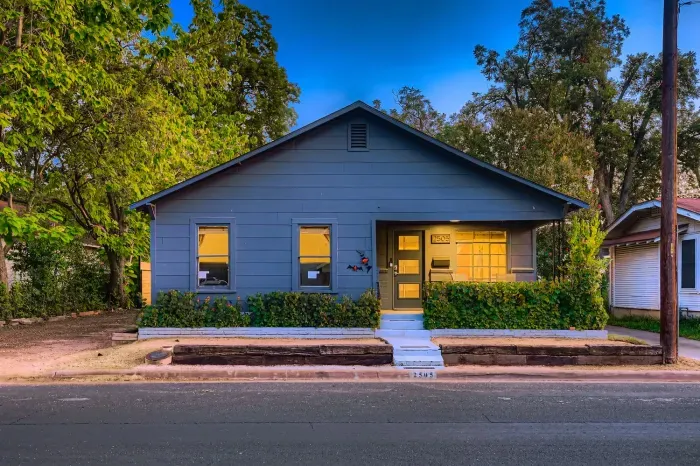 Warm and inviting front view of the home.