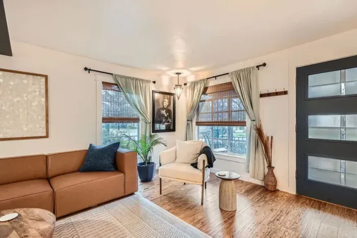 Bright and airy living space with modern furnishings and plenty of natural light.