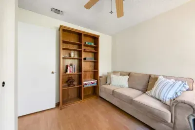 Quiet work area with desk seating, perfect for remote work or studying.