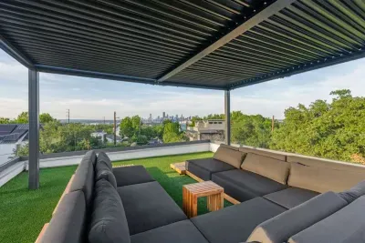 Modern patio with comfortable furniture, creating a stylish outdoor space for both relaxation and entertainment.