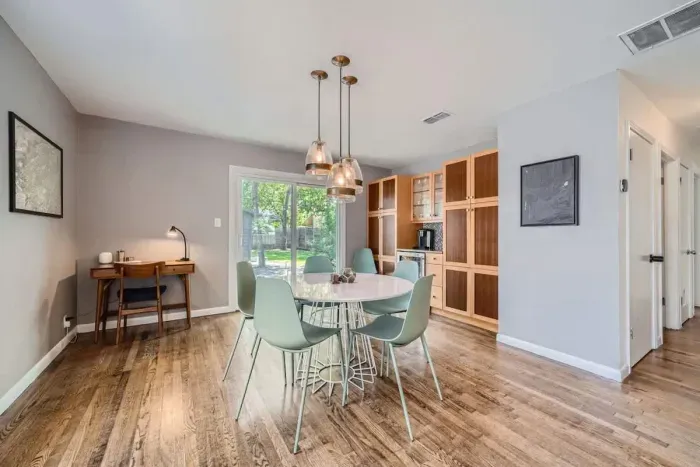 A spacious dining area where everyone can come together to eat and connect.
