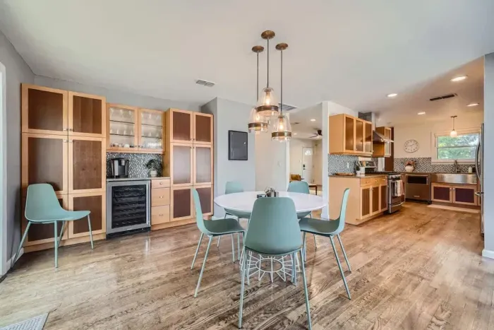 Charming dining nook with rustic accents and plenty of natural light.