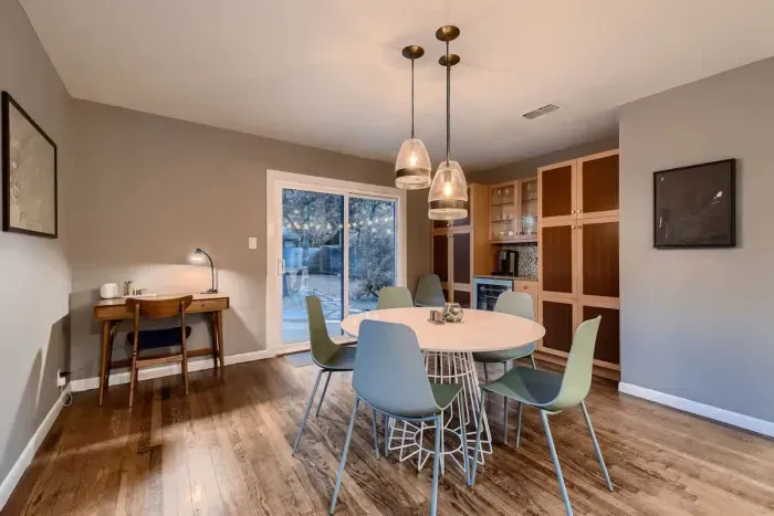 Enjoy meals surrounded by natural beauty in this dining space with scenic views.