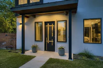 Front exterior with landscaped walkway