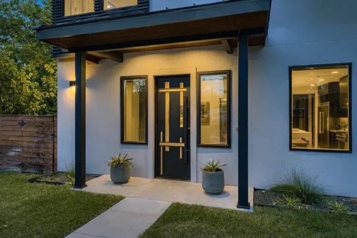 Front exterior with landscaped walkway