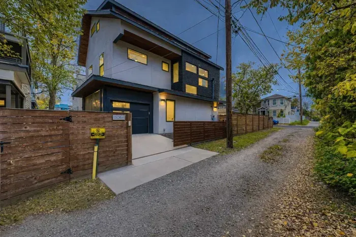 Exterior view with private walkway.