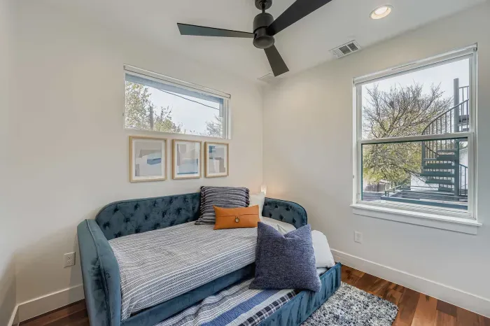 Cozy guest room with sofa bed.