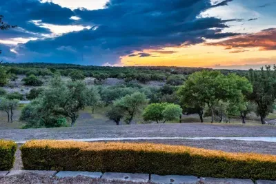 Bask in breathtaking sunset vistas overlooking the serene landscape.