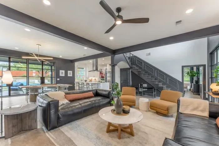 2. A comfortable spot to relax with a bright open-concept living room and stylish furnishings.