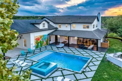 1. A breathtaking view of the entire retreat showcasing the home and luxury outdoor space.