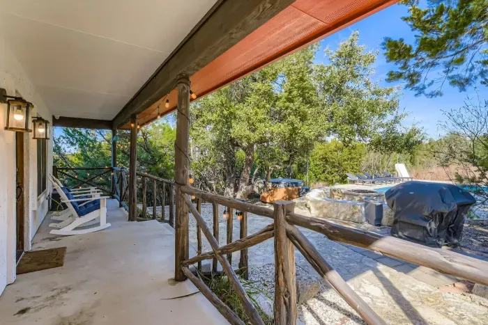 Covered patio with Hill Country views.