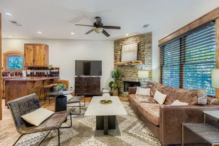 Spacious living room with natural light.