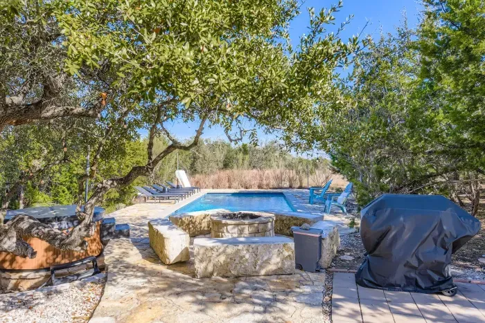 Long lap style swimming pool.